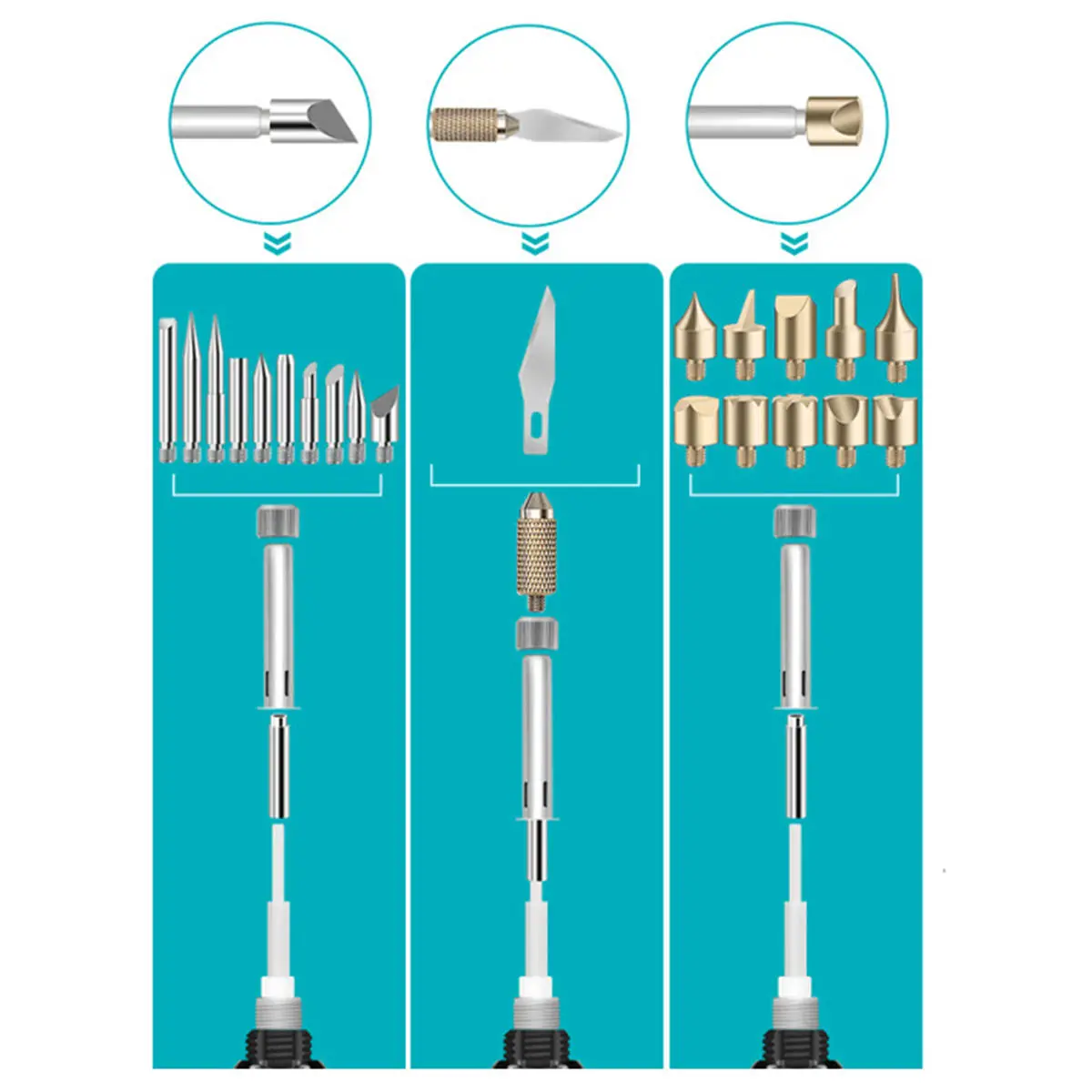 48Pcs 60W Digital Display Thermostat Electric Soldering Iron - Pyrography Carving Pen Tool Set - Image 4