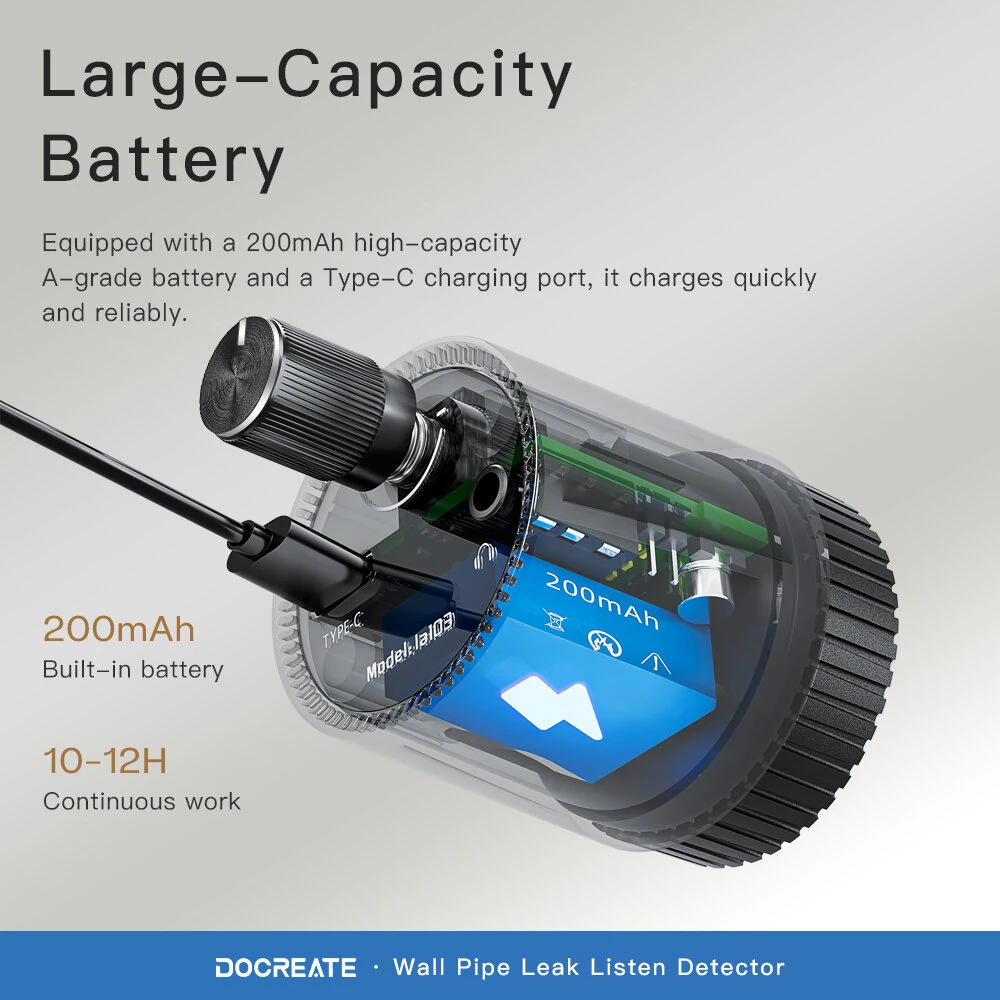 LA103 High Sensitivity Wall Pipe Leak Detector | 13000x Audio Amplification, Portable with Noise Filtering - Image 5