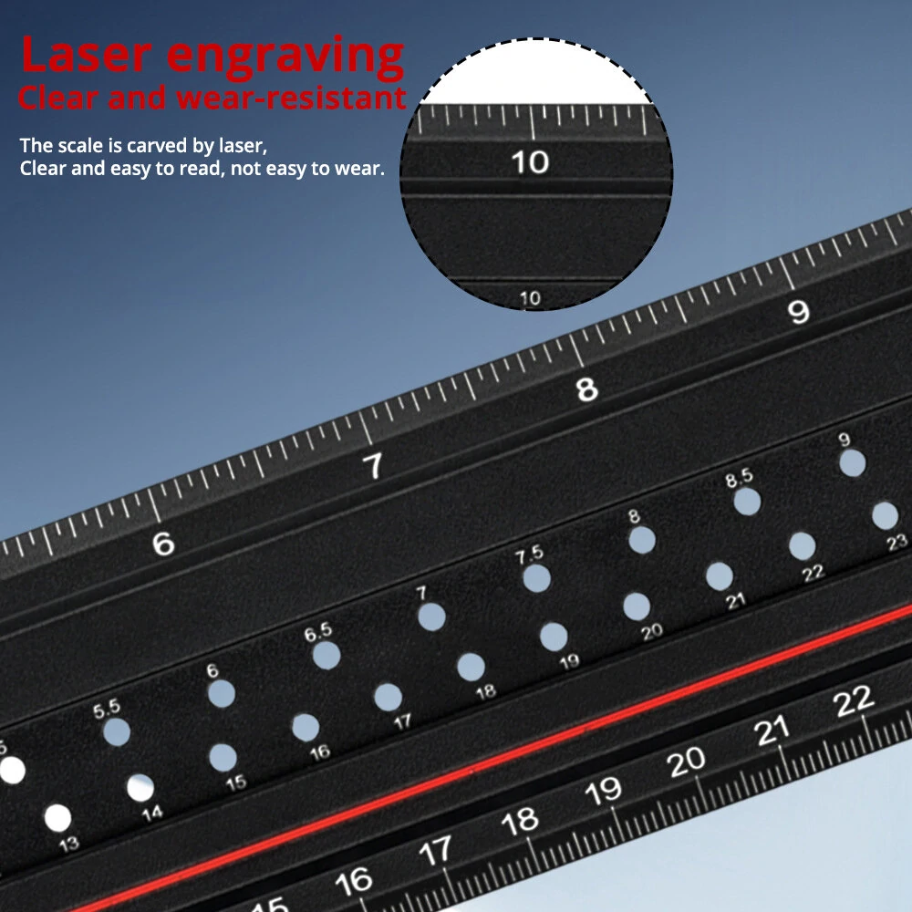 Aluminum Alloy Woodworking Edge Ruler - Adjustable Protractor & T-Square | Marking Scriber Gauge for Carpentry - Image 4