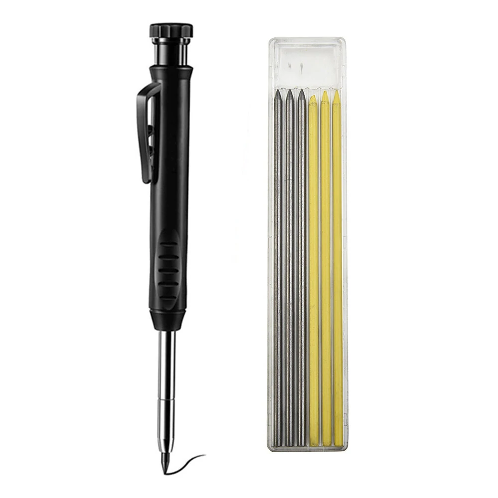 Solid Carpenter Pencil - Multi-Color Refill & Built-In Sharpener | Woodworking Marking Tool - Image 2