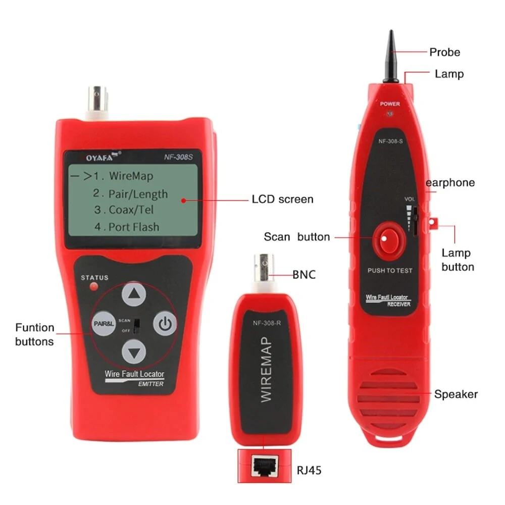 NOYAFA NF-308S Network Cable Tester - Wiremap & Length Measurement - LCD Display - Image 2