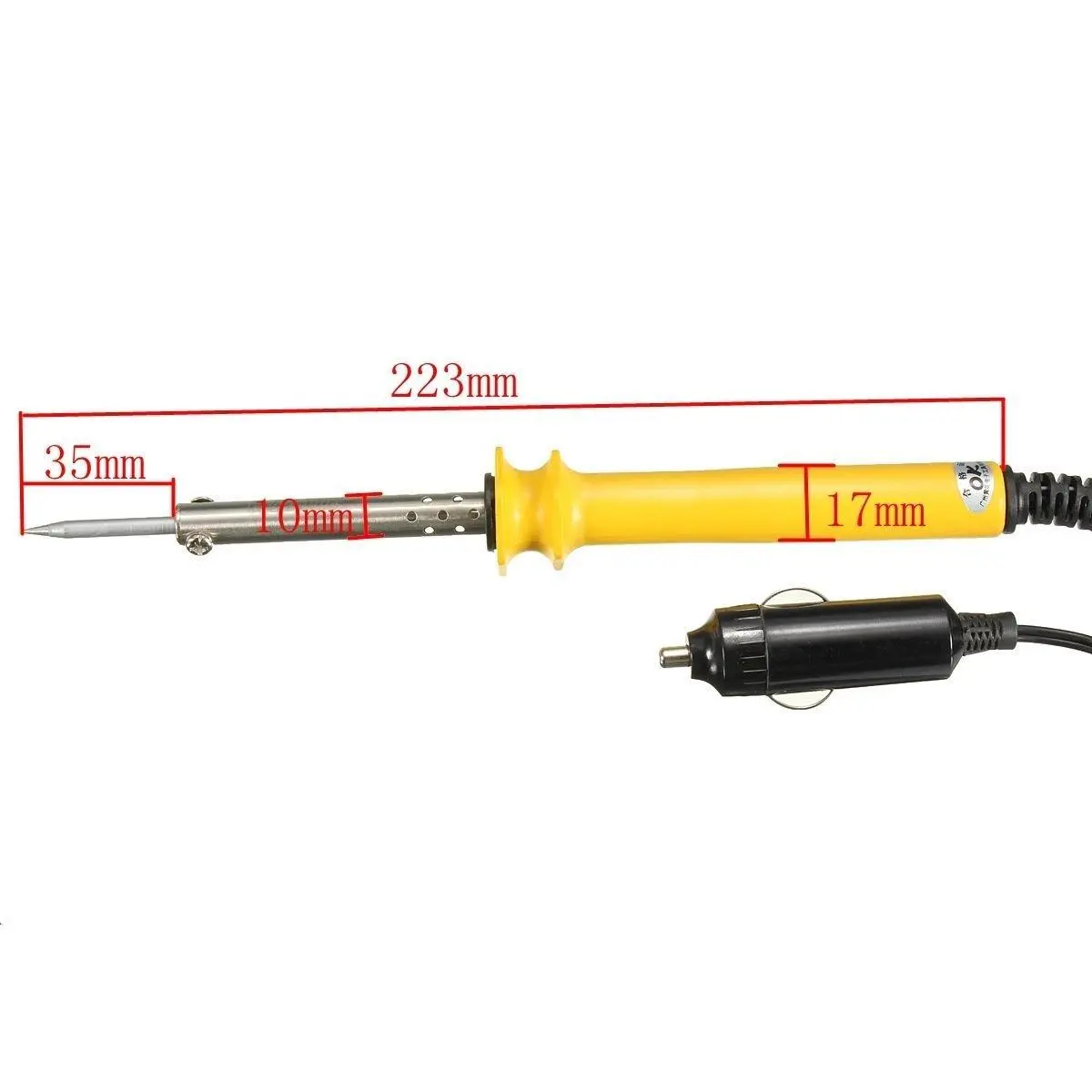 GJ DC 12V 30W Low Voltage Soldering Iron - Bevel Tip with Cigarette Lighter Plug - Image 3