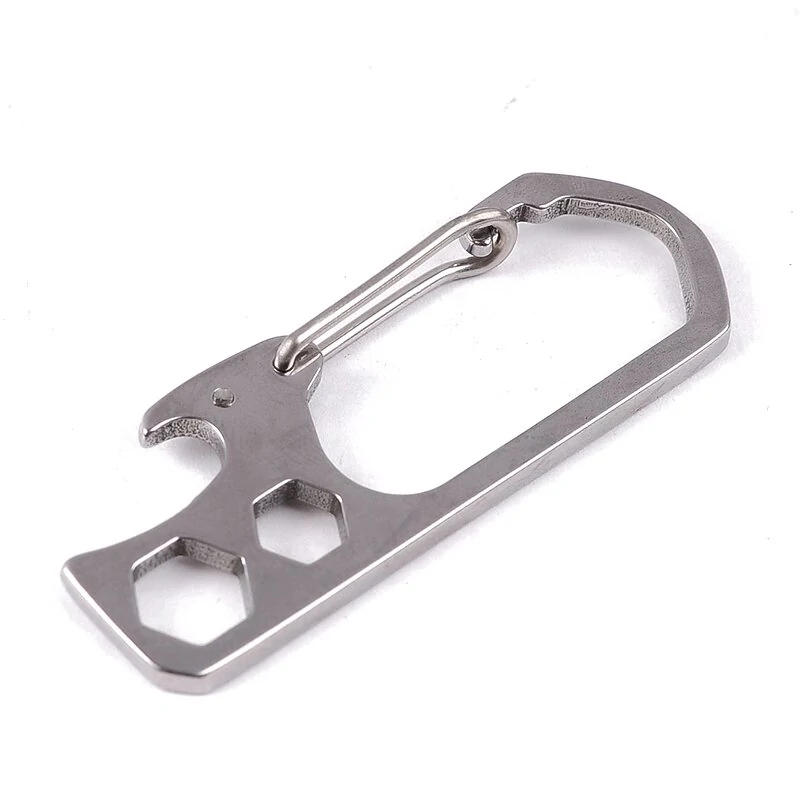 Stainless Steel Multi Tool - Carabiner Key Ring with Bottle Opener & Hex Wrench - Image 4