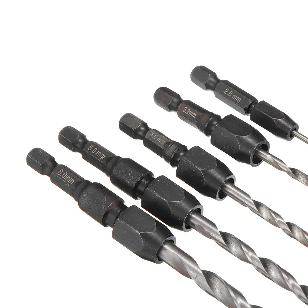 5Pcs HSS Quick Change Twist Drill Bit Set - Hex Shank 2/3.2/4/5/6mm - Image 4