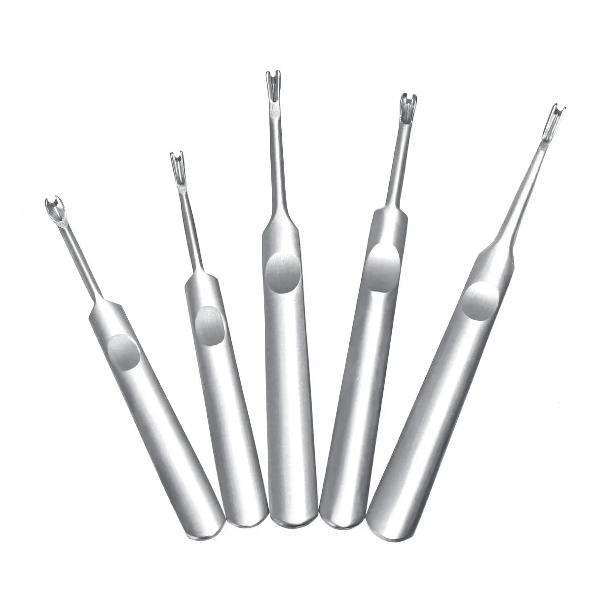 Silver Stainless Steel V/U-Shaped Leather Trencher Tools Kit - 95/113/116/118mm - Image 2