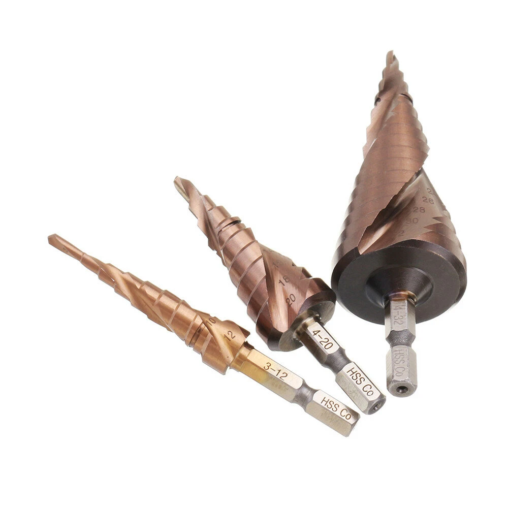 3Pcs M35 Cobalt Step Drill Bit Set - 3-12/4-20/4-32mm | 1/4 Hex Shank HSS-Co - Image 3