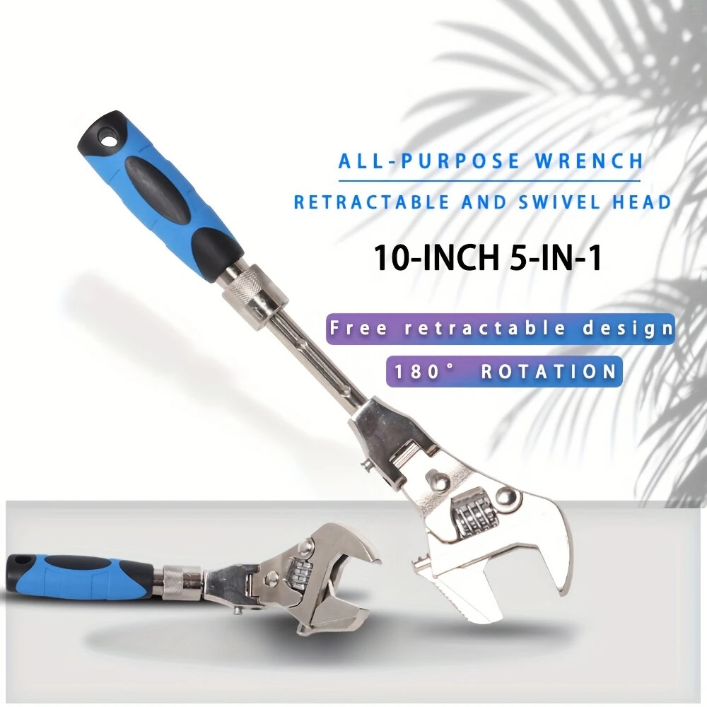 Craftsman 10-Inch 5-in-1 Telescopic Ratchet Wrench | Adjustable, 180° Swivel Head - Image 2