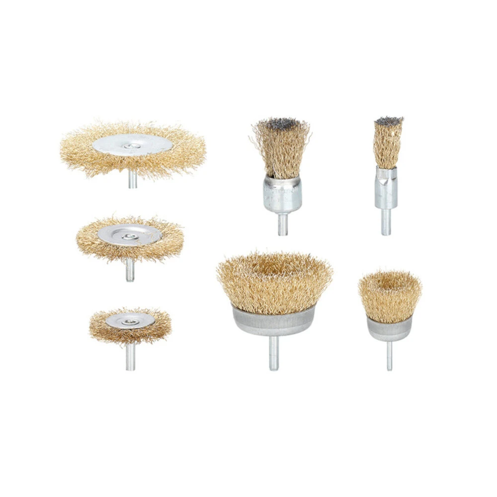 6mm Shank Brass Wire Wheel Brush Set - 6/7/9Pcs For Rust Removal & Metal Polishing - Image 4