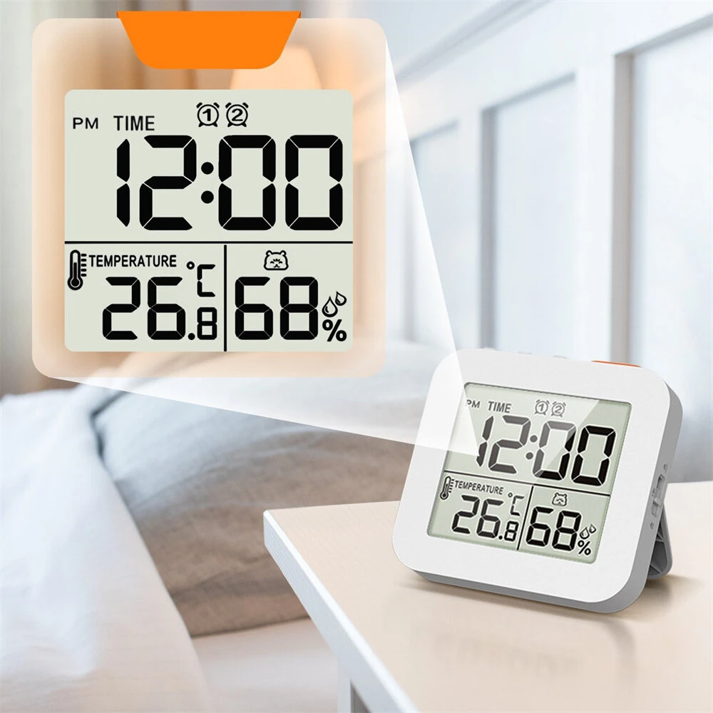 Digital Hygrometer Alarm Clock Timer - LCD Display Thermometer for Kitchen Bathroom - Image 2