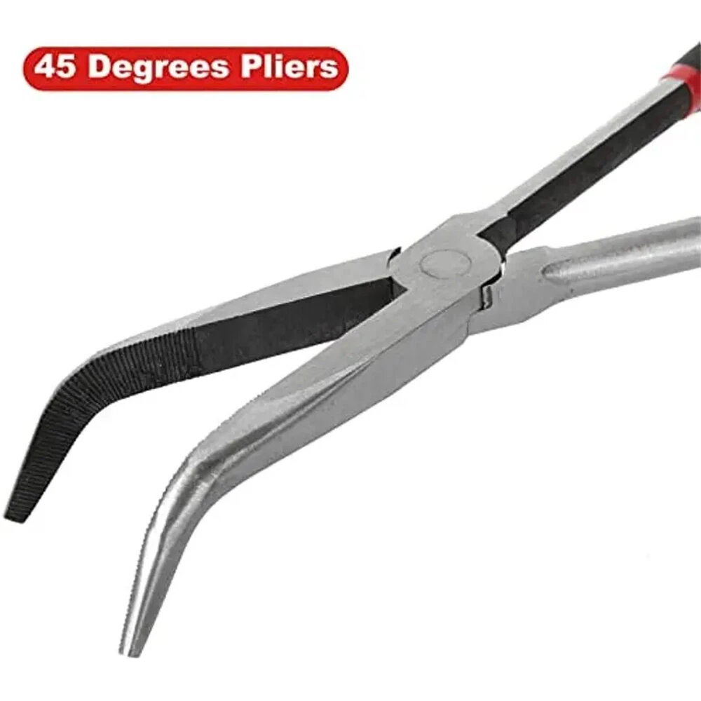 4PCS Long Needle Nose Pliers Set - 11 Inch Carbon Steel with Rubber Grips - Image 4