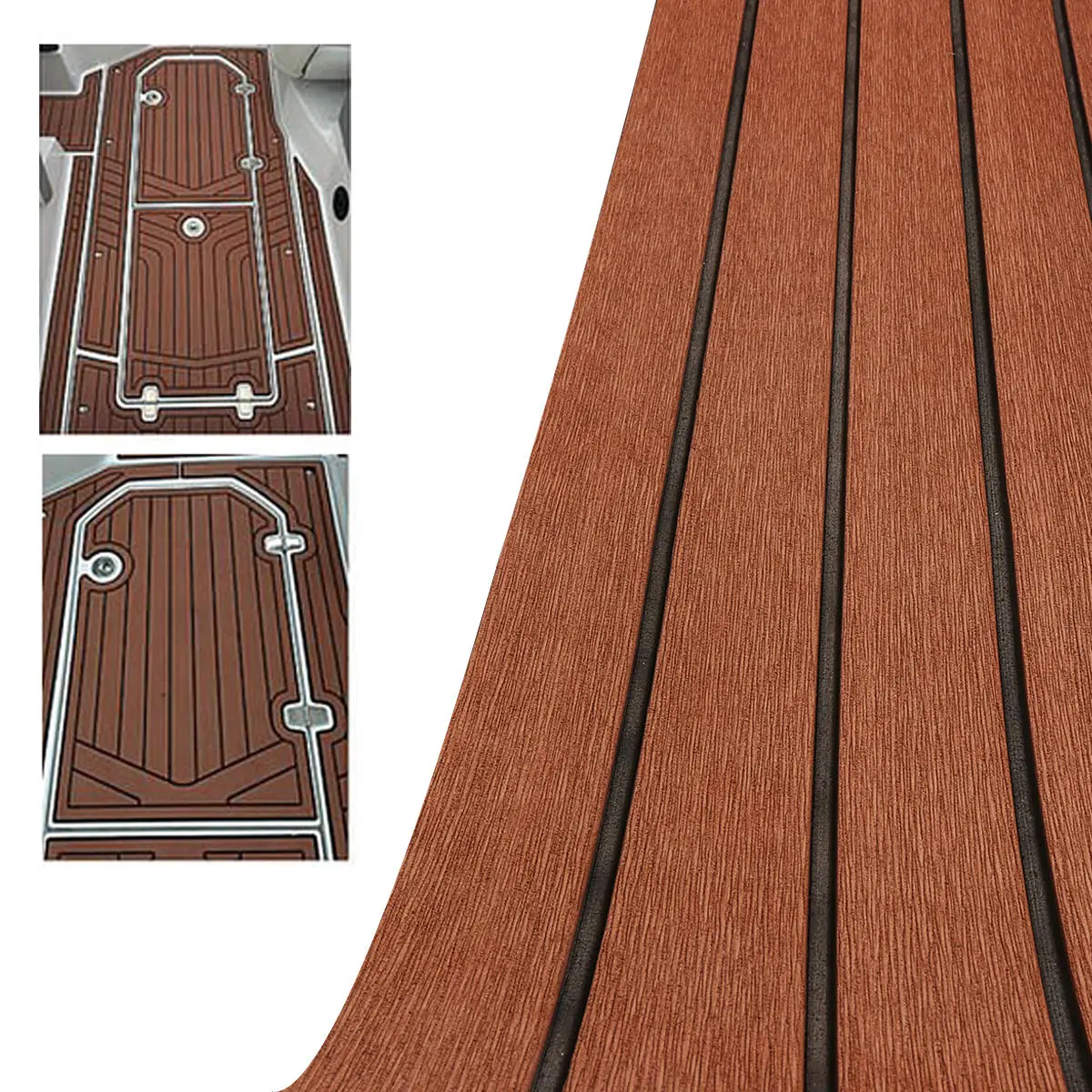Brown EVA Foam Boat Flooring Mat - 94x18 Inch Faux Teak Decking - 2400x450x6mm Yacht Sheet - Image 4