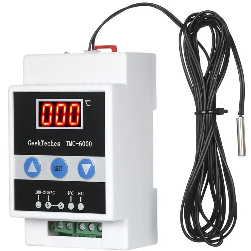 GeekTeches TMC-6000 Digital Thermostat | 110-240V Guide Rail Temperature Controller - Image 2