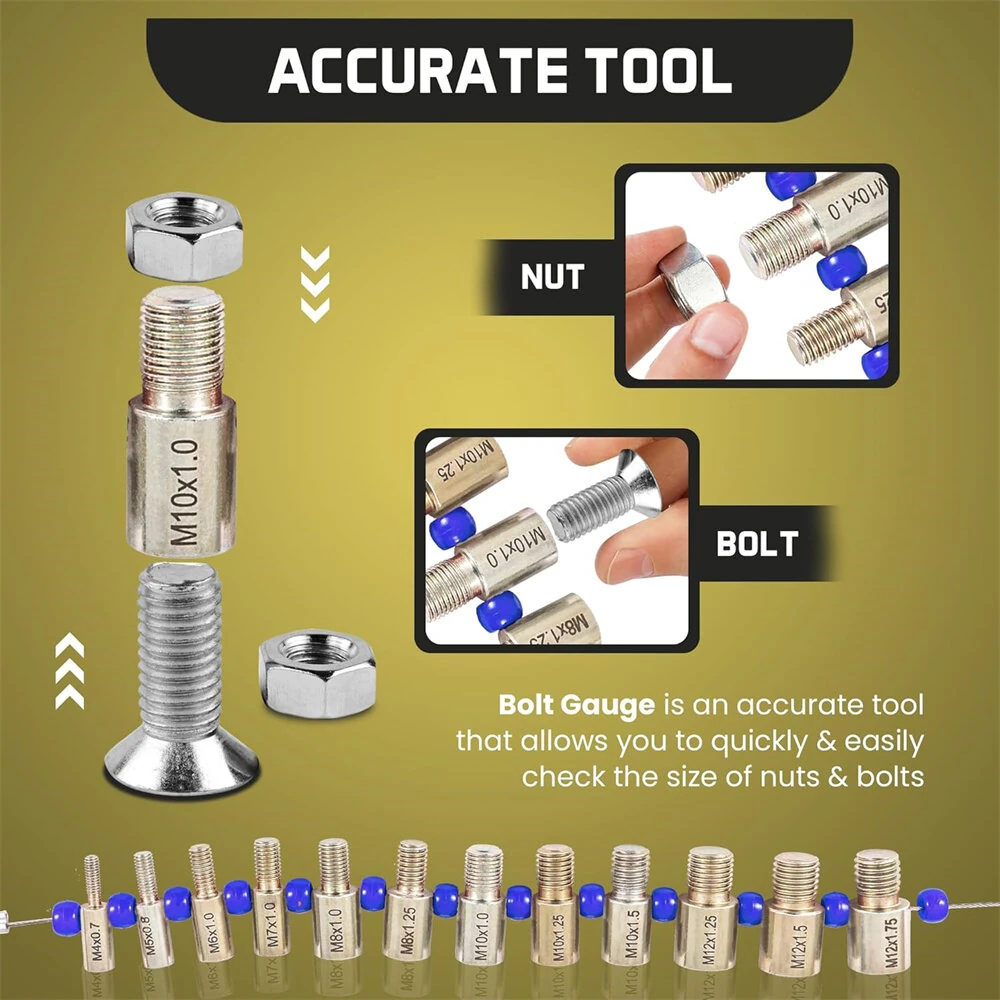 Stainless Steel Nut & Bolt Thread Checker - 26 Gauges SAE & Metric Sizes - Image 5
