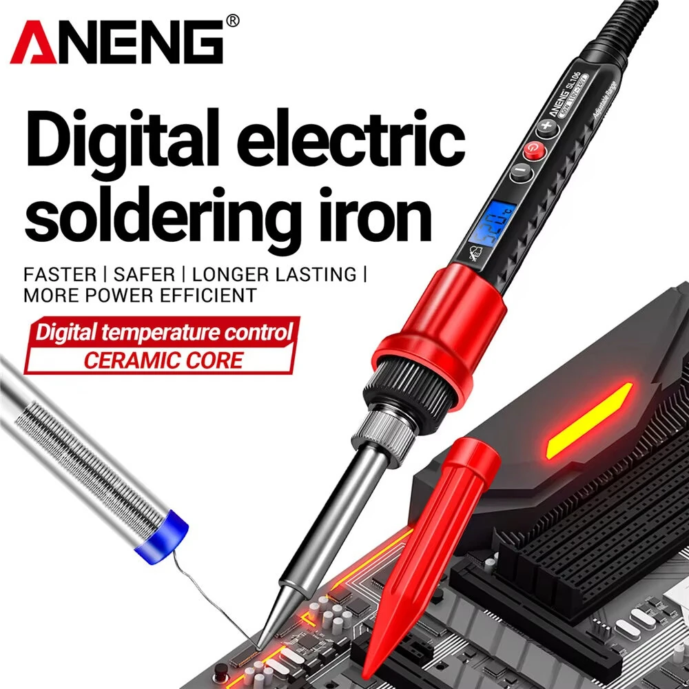 ANENG SL106 60W Digital Soldering Iron - Adjustable 180°-520°C | Ceramic Heater - Image 2