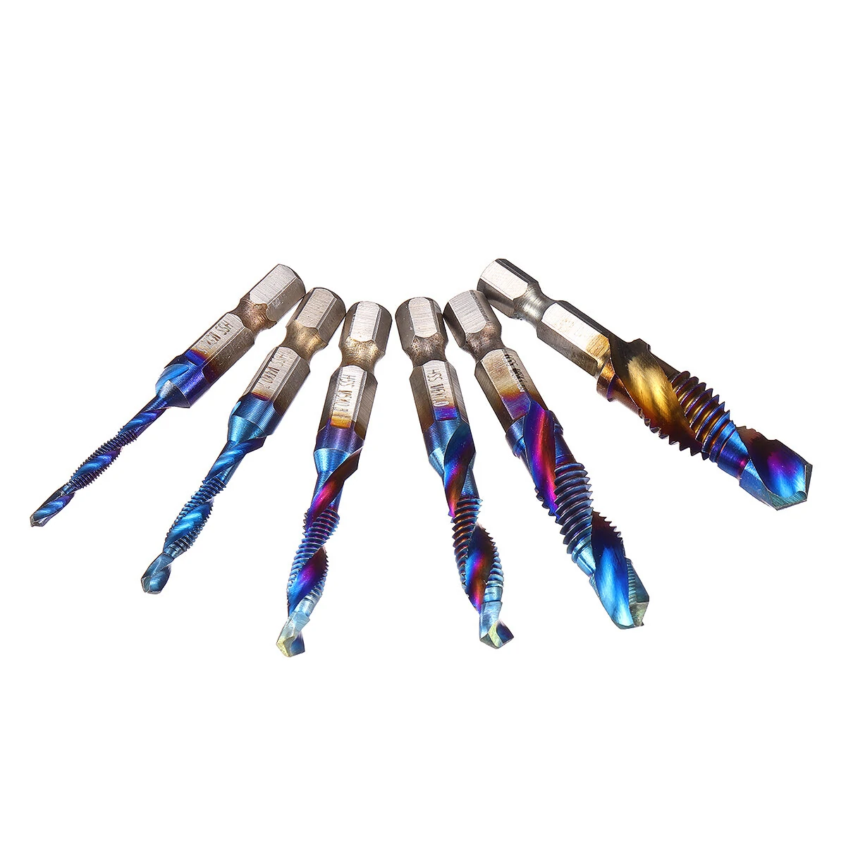6pcs M3-M10 Blue Coated Drill Tap Bit Set | Hex Shank Deburr Countersink Bits - Image 3