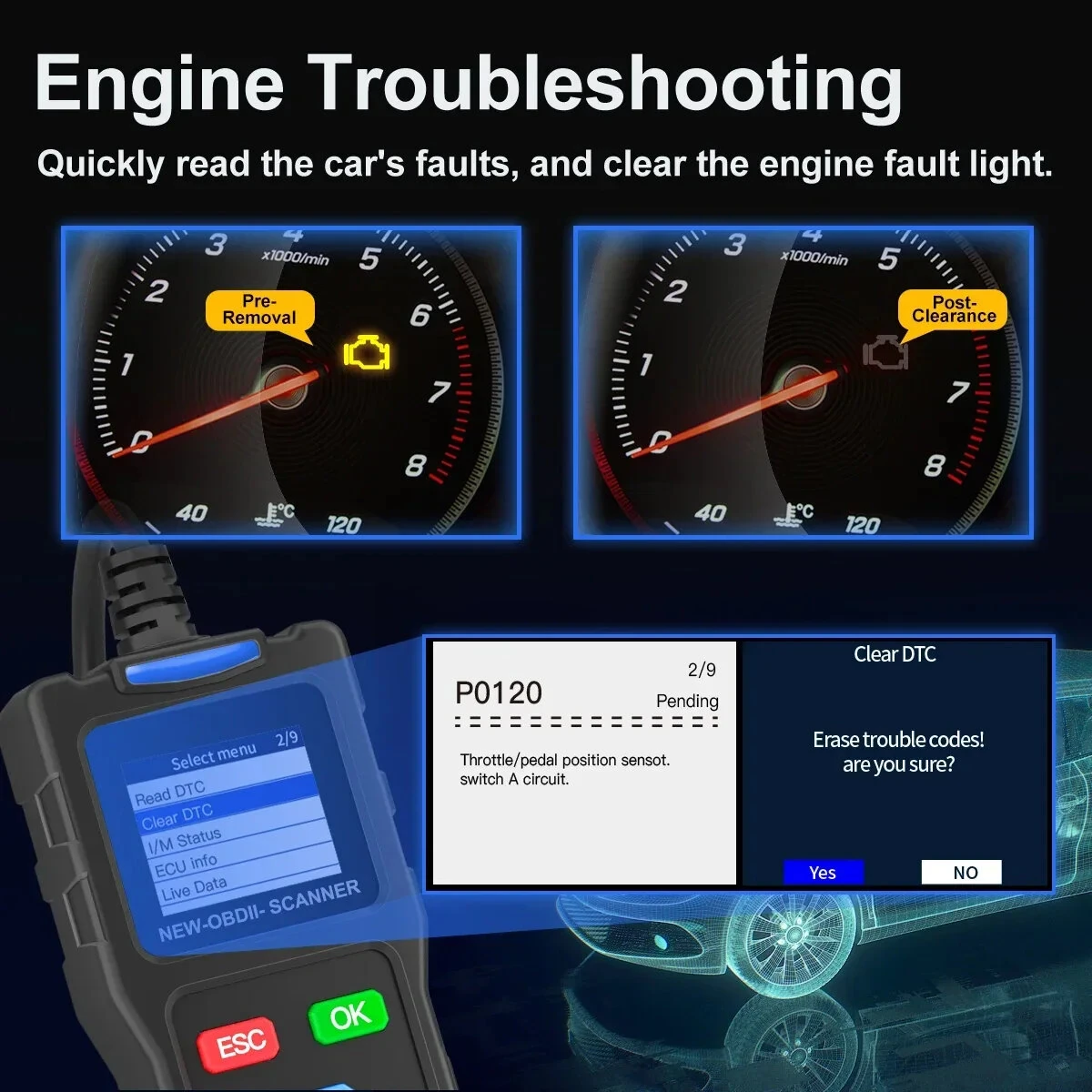 JDiag T100 OBD2 Scanner - Professional Diagnostic Tool - Code Reader & Real-Time Data - Image 5