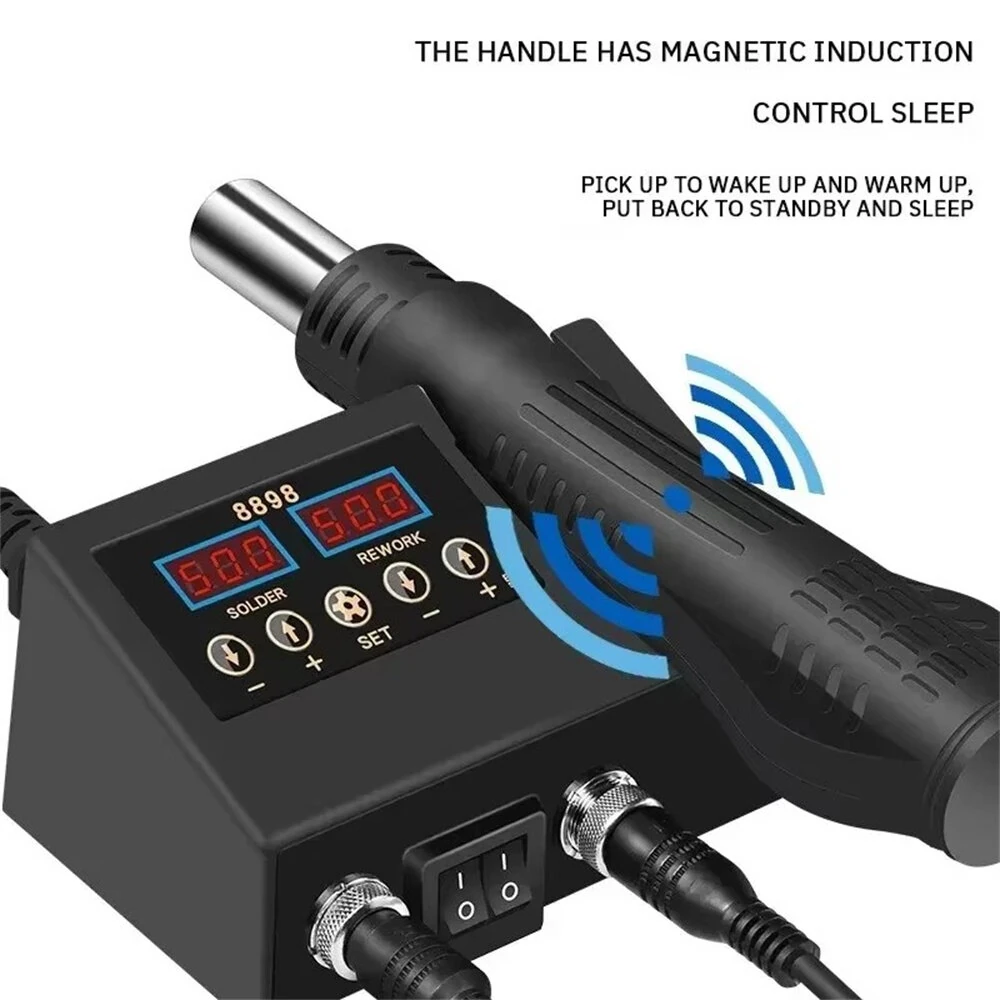 2 in 1 SMD Soldering Station Hot Air Gun - 700W Dual LCD Display | 100-480°C Adjustable Temperature | EU/US Plug - Image 4