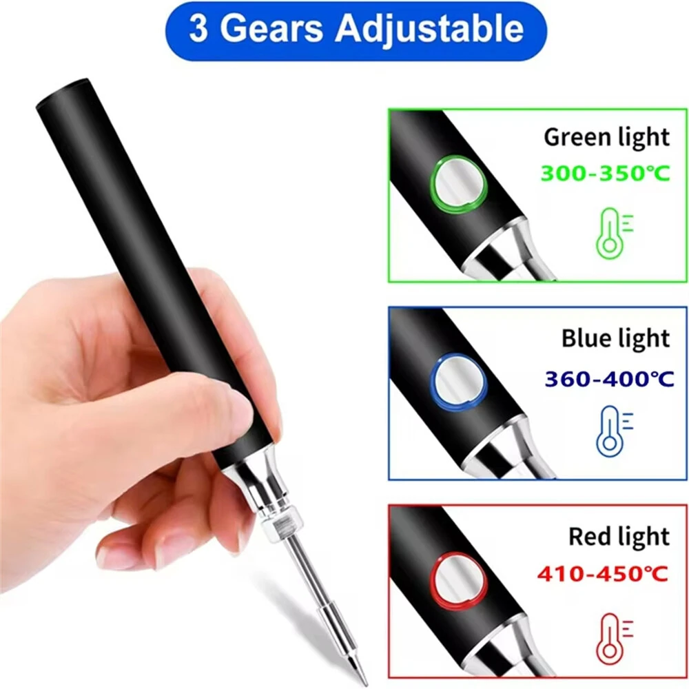 Mini USB-C Wireless Soldering Iron Kit - 8W Rechargeable & Adjustable 300-450°C | Complete Portable Set for DIY Repairs - Image 3