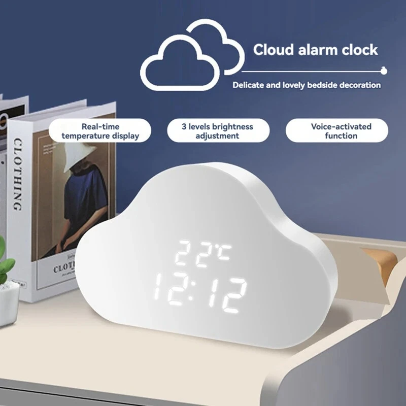 Cloud Alarm Clock Hygrometer KD8618 - Adjustable Brightness & Voice Control - Image 4