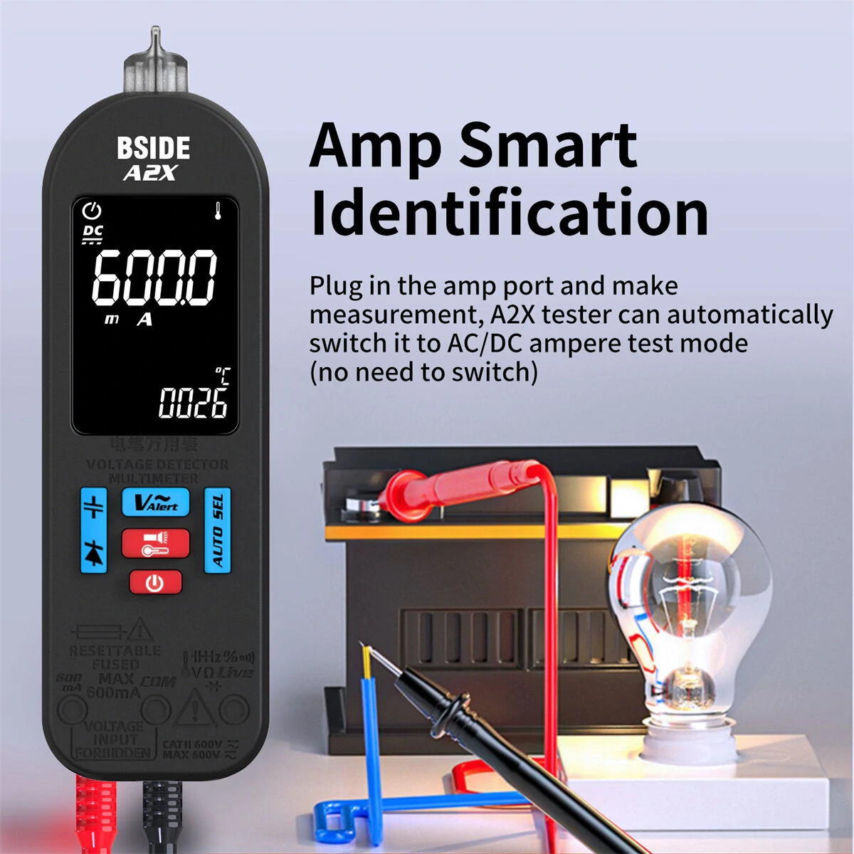 BSIDE Auto-Detect Digital Multimeter - Voltage & Resistance Tester with LCD Display - Image 4