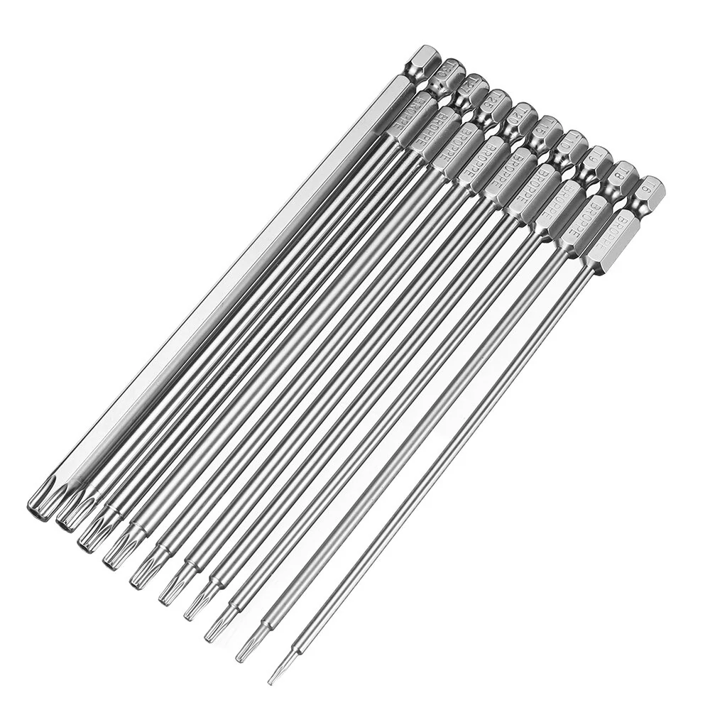 BROPPE 10Pcs S2 Alloy Steel Torx Screwdriver Bits | T6-T40 | 1/4 Inch Hex - Image 3