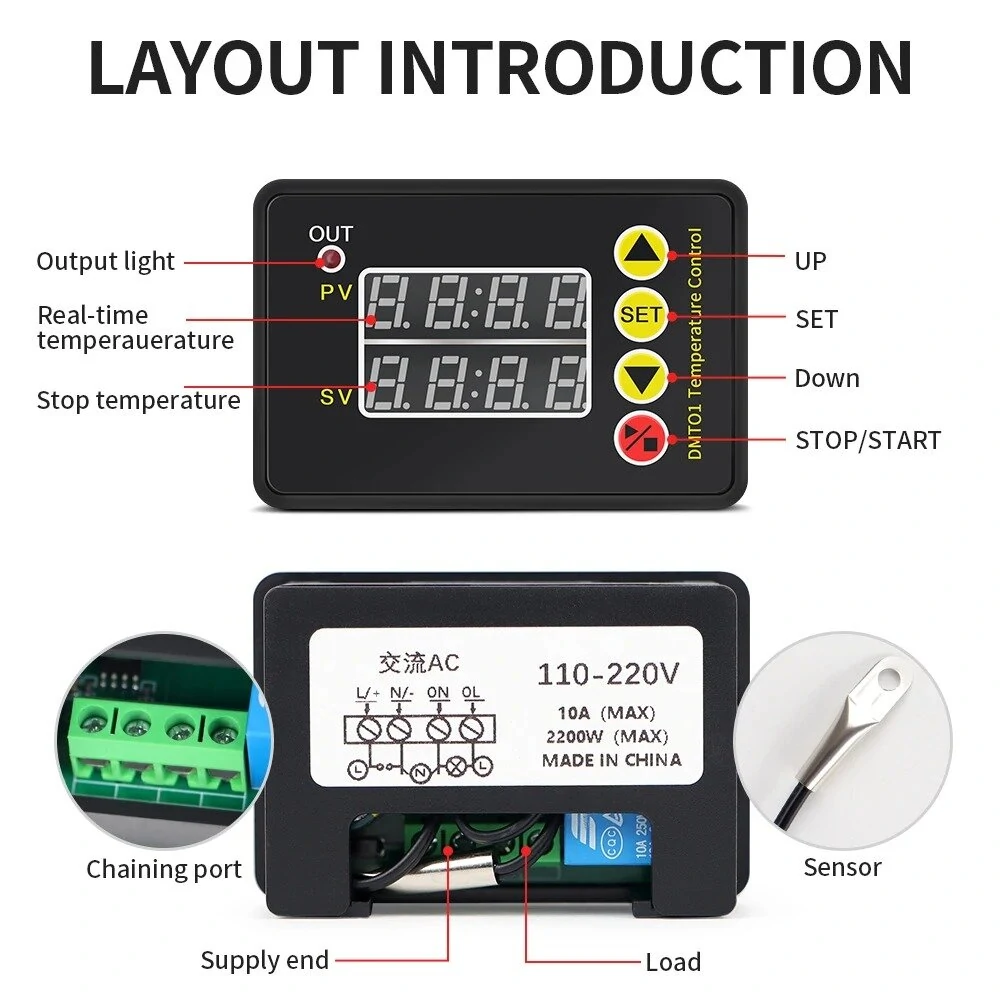 ZFX-G3051 Digital Temperature Controller - Microcomputer Thermostat for Heating Cooling | NTC Sensor AC 110-220V - Image 4