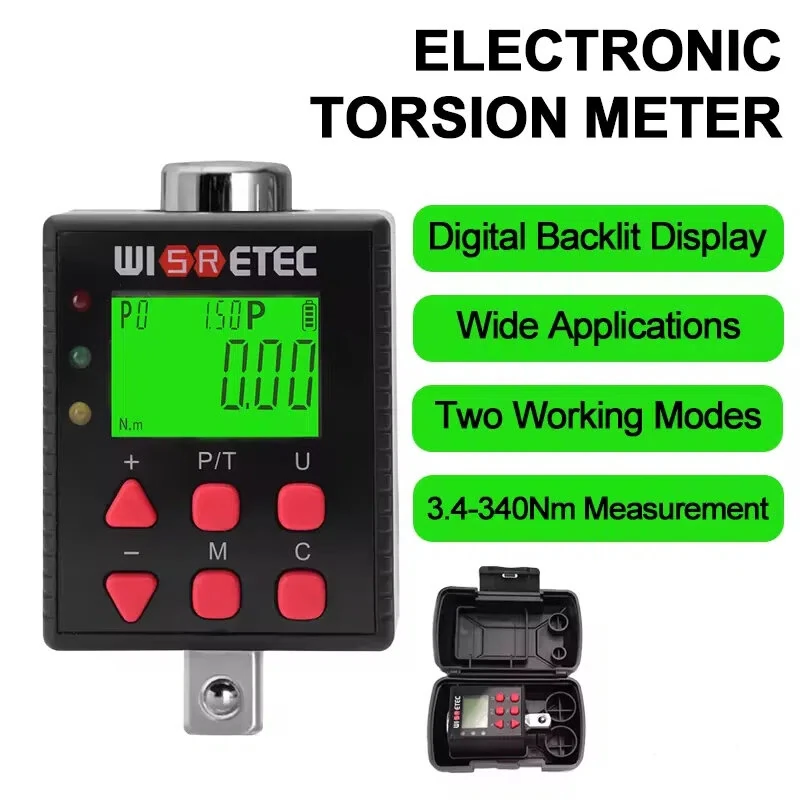 Digital Torque Meter 0.1-340 N.m - Adjustable Electronic Adapter | Large Backlit Display & Bidirectional - Image 2