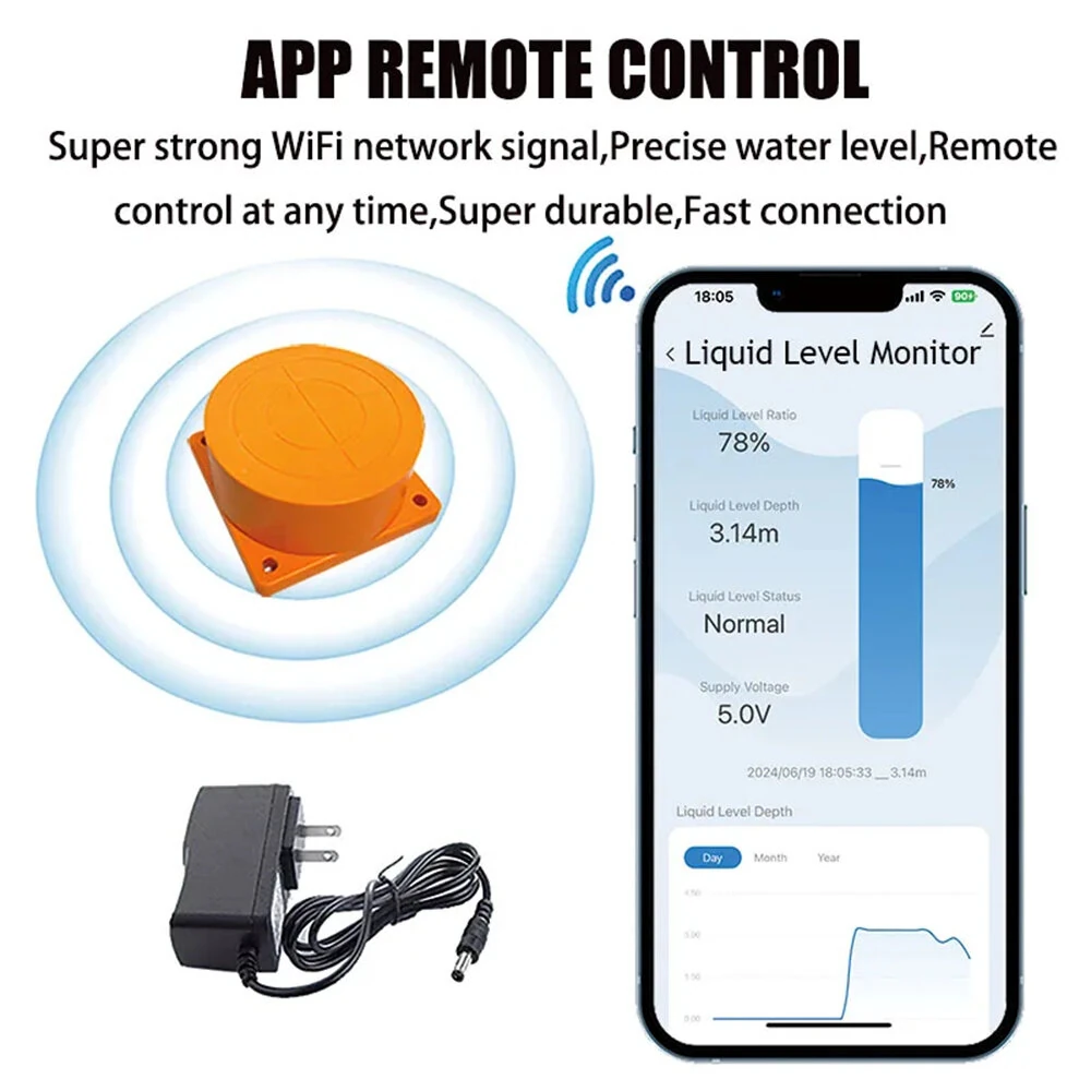 ME201W Ultrasonic Liquid Level Sensor - Wi-Fi Remote Monitoring for Water, Fuel, Diesel Oil | Tuya APP | Easy Install - Image 3