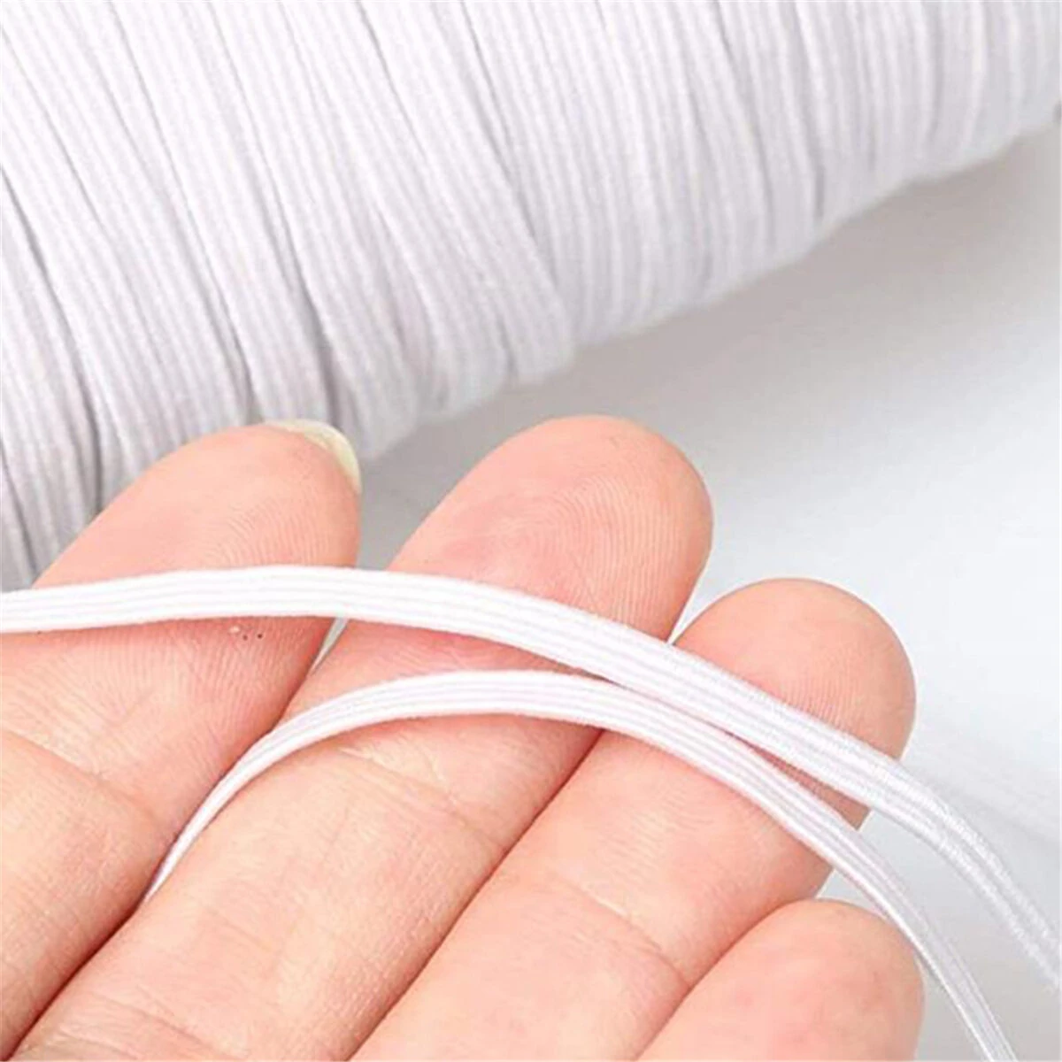 DIY Elastic Band - 100/160 Yards White Braided Cord for Sewing & Crafting - Image 2