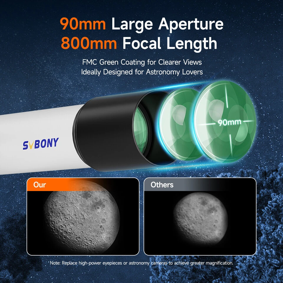 SV520 Telescope | 90mm Aperture 800mm Focal Length | Astronomy Telescope for Planetary Viewing - Image 3