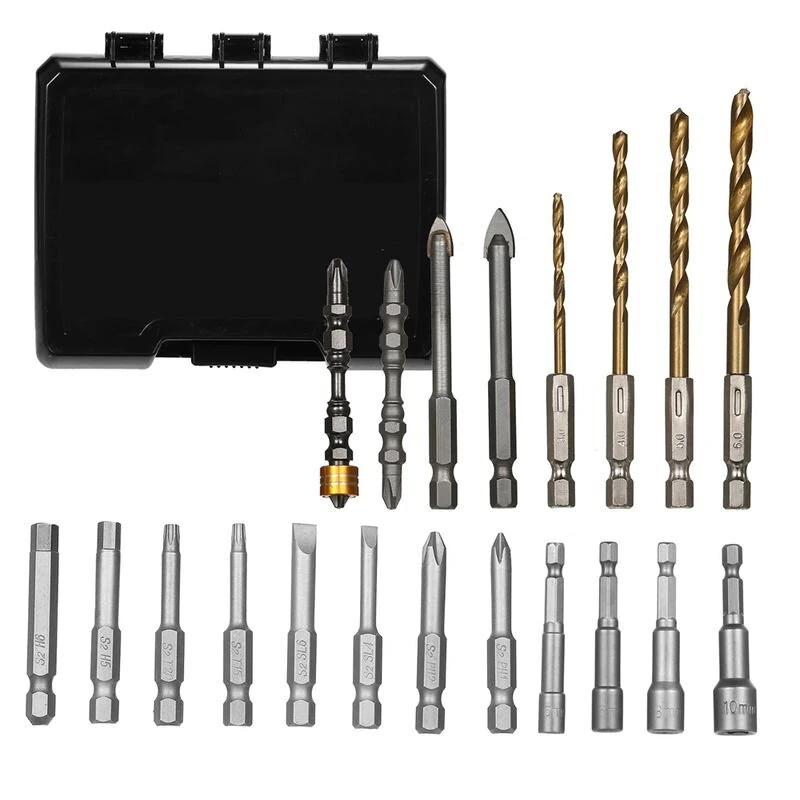 Premium 20PCS Alloy Steel Drill & Screwdriver Bit Set - High Strength for Wood & Metal | Portable Case - Image 2