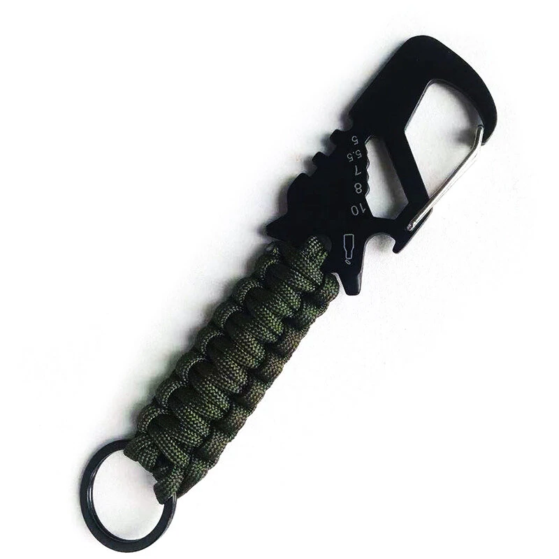 Stainless Steel Paracord Keychain | Quick Release Carabiner with Bottle Opener & Fire Starter - Survival Gear - Image 3