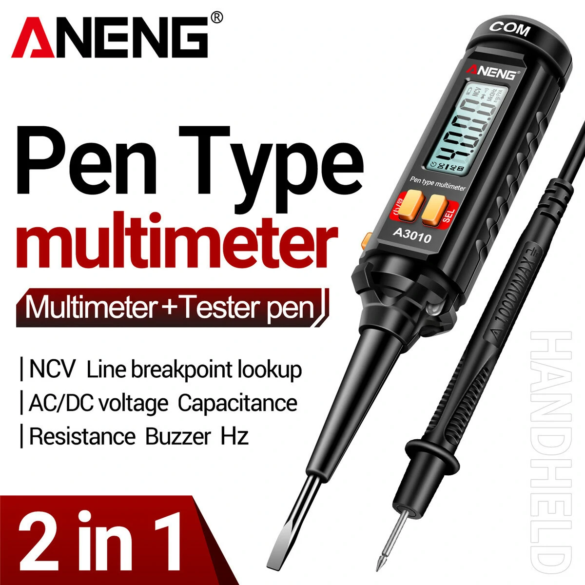 ANENG A3010 Pen Multimeter | AC/DC Voltage Tester | NCV, Capacitance, Hz Frequency - Image 2