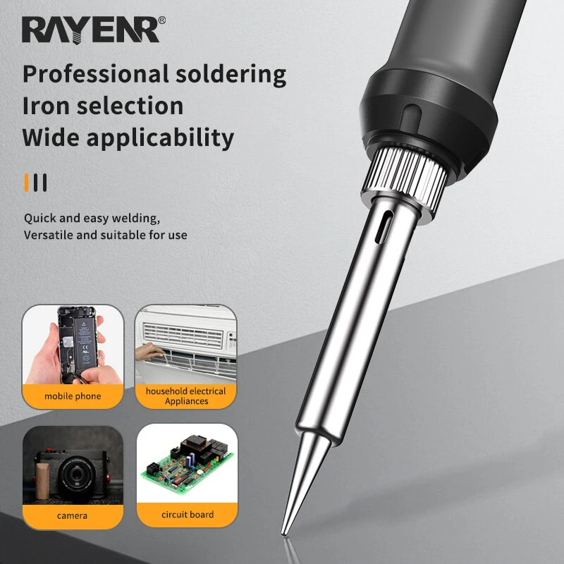 RAYENR Digital Soldering Iron 60W Kit | Adjustable 150-500°C with Stand & Tools - Image 2