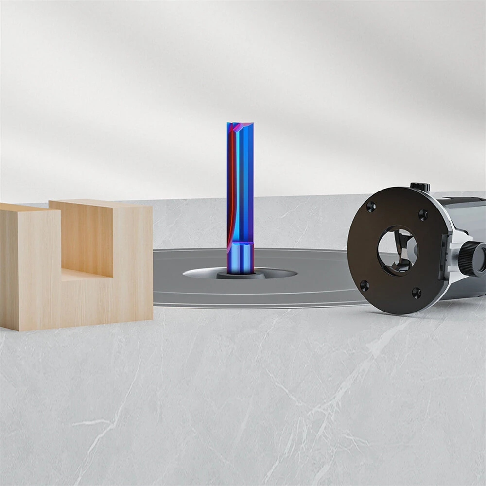 Tungsten Carbide Straight Router Bit | 1/4 Inch 2-Flute | Nano Blue Coating for CNC Woodworking - Image 2