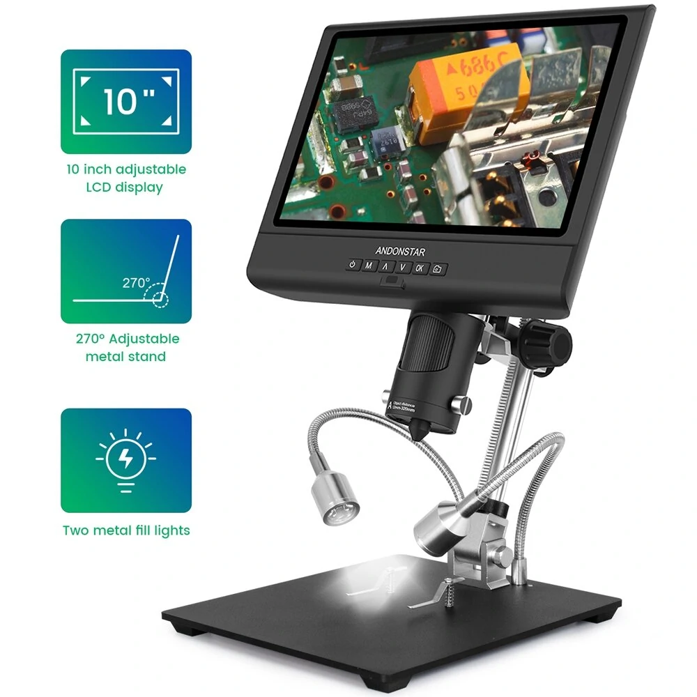 AD209 Digital Microscope - 10 Adjustable LCD Display - 3X-200X Magnification - 1080P for Soldering & Repair - Image 2