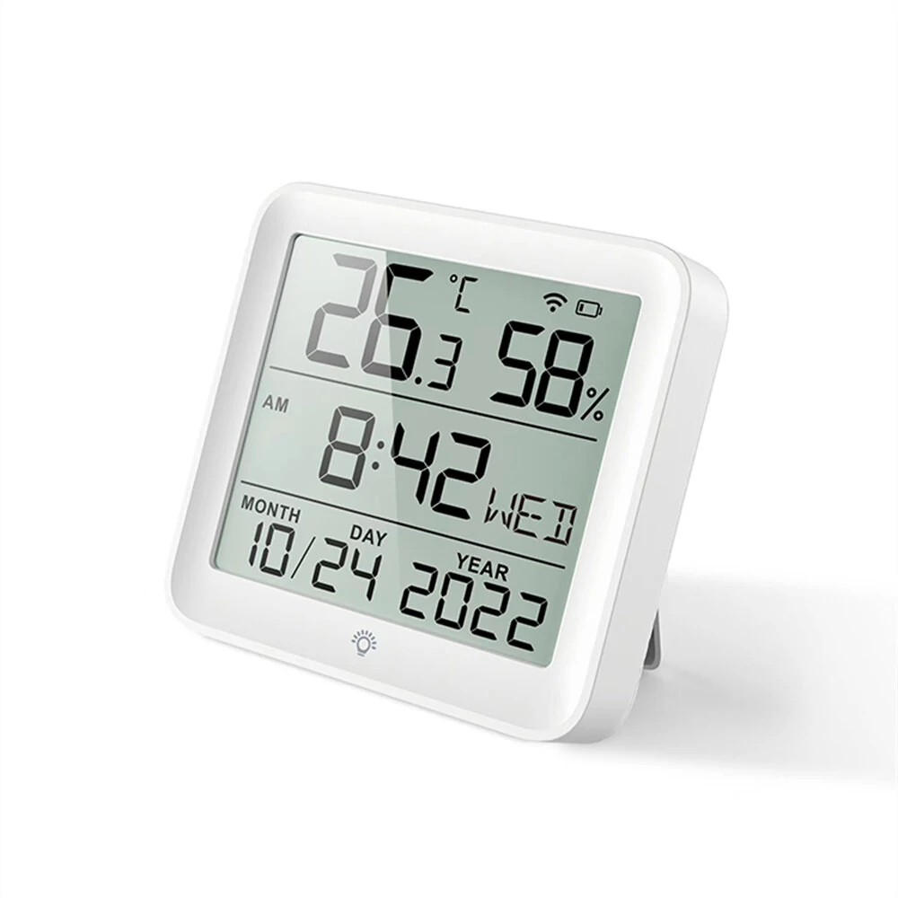 WiFi Hygrometer with LCD Display - Temperature & Humidity Monitor | Multi-Function Clock & Alarm - Image 2