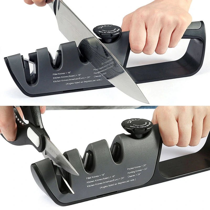 DMD Professional 3-Stage Knife Sharpener | Manual Tool with Grip & 6 Angles for Kitchen Knives & Scissors - Image 2