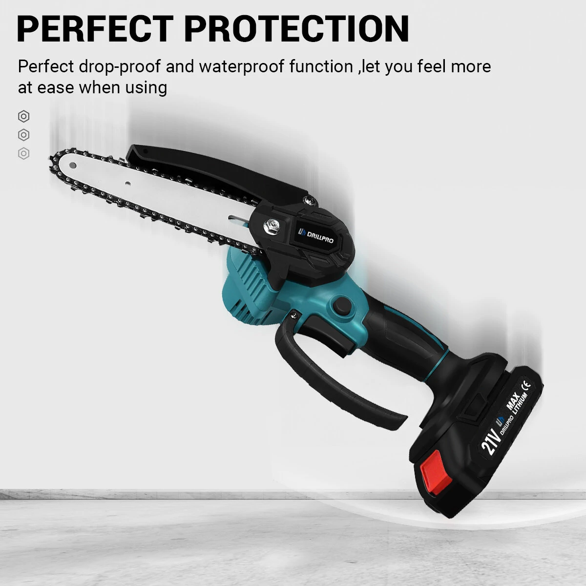 Drillpro 21V Brushless Electric Chainsaw | 6-Inch Wood Cutting & Pruning Saw - Image 3