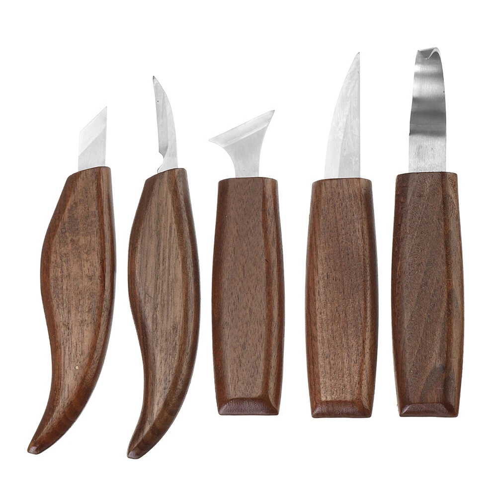 8Pcs Wood Carving Tools Set - Hook & Oblique Blades for Spoon, Bowl & Chip Carving - Image 4