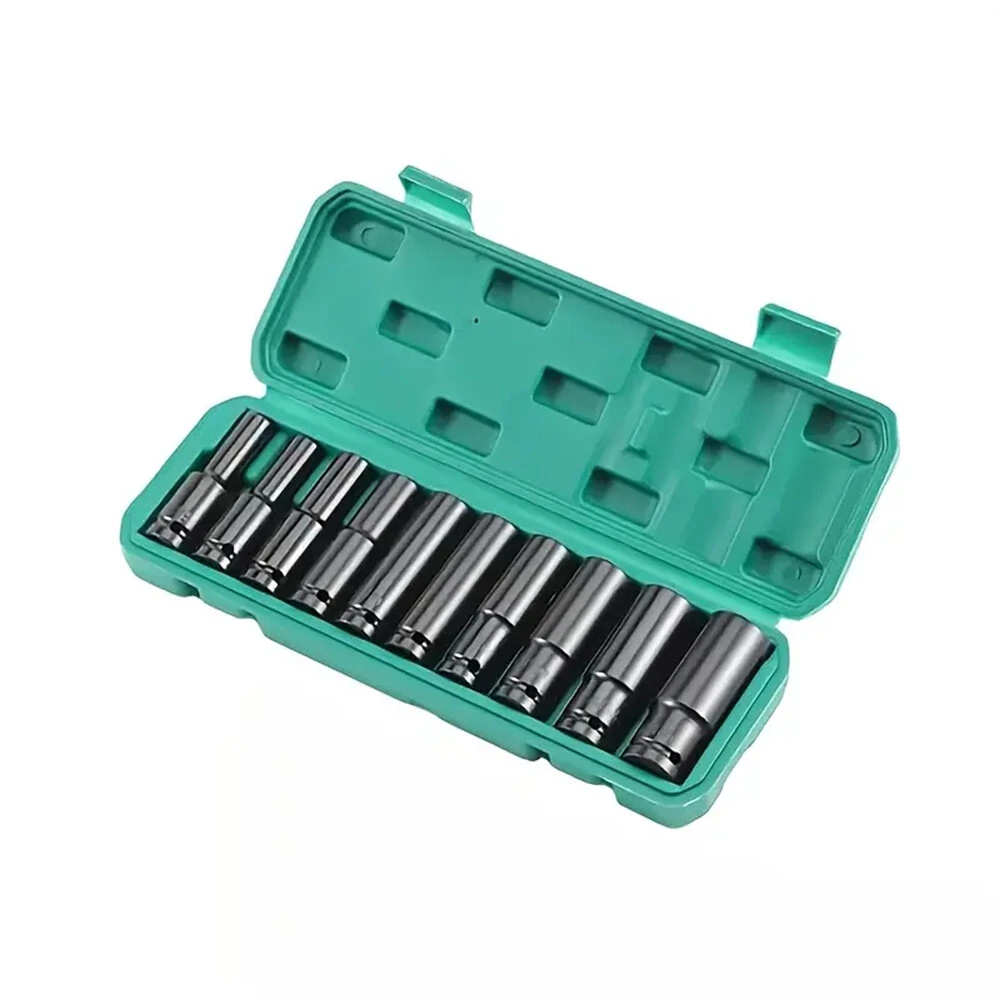 10PCS 1/2 Inch Impact Socket Set | 8-24mm Carbon Steel | Polished Finish for Drills & Wrenches - Image 2