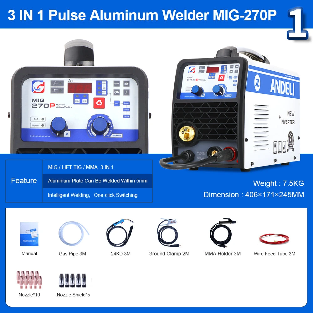 ANDELI MIG-270P 3-in-1 Synergic MIG Welder | 220V Portable Pulse Welding Machine - Image 5