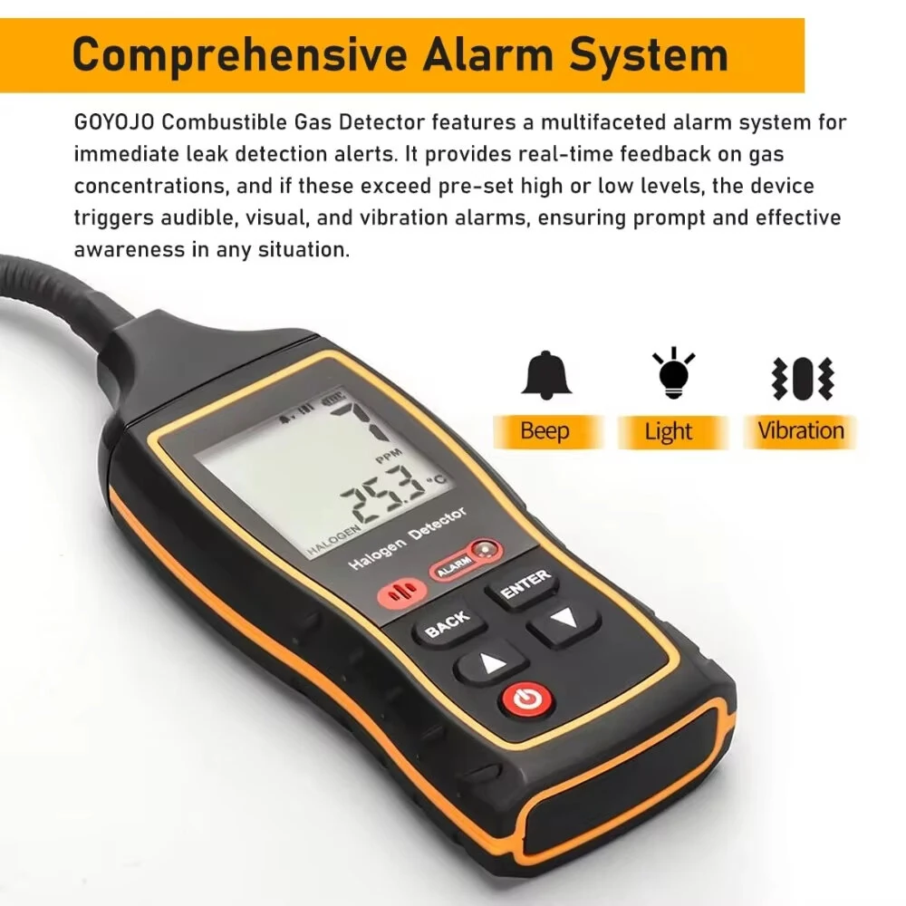 SNDWAY SW-743A Halogen Leak Detector | 1PPM Sensitivity for Car AC Freon | LCD Display & Adjustable Alarm - Image 2