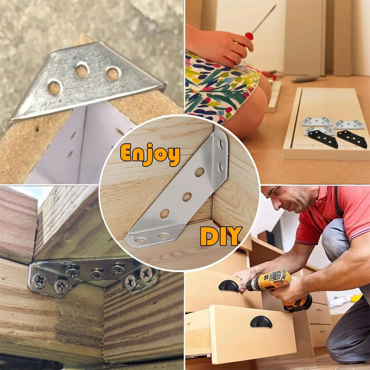 Furniture Corner Connector 20PCS - Universal Stainless Steel L Brackets for Shelves Tables - Image 2