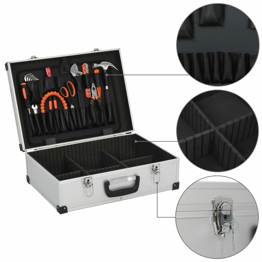 Silver Aluminum Tool Case - 46x33x16 cm Tool Box | Durable & Portable - Image 2