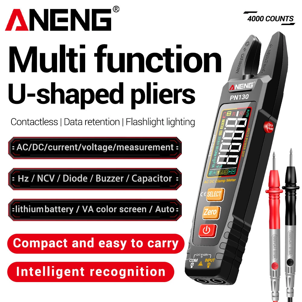 ANENG PN130 Digital Clamp Meter | 4000 Counts AC/DC Tester | Auto Range NCV CAT III 1000V - Image 2