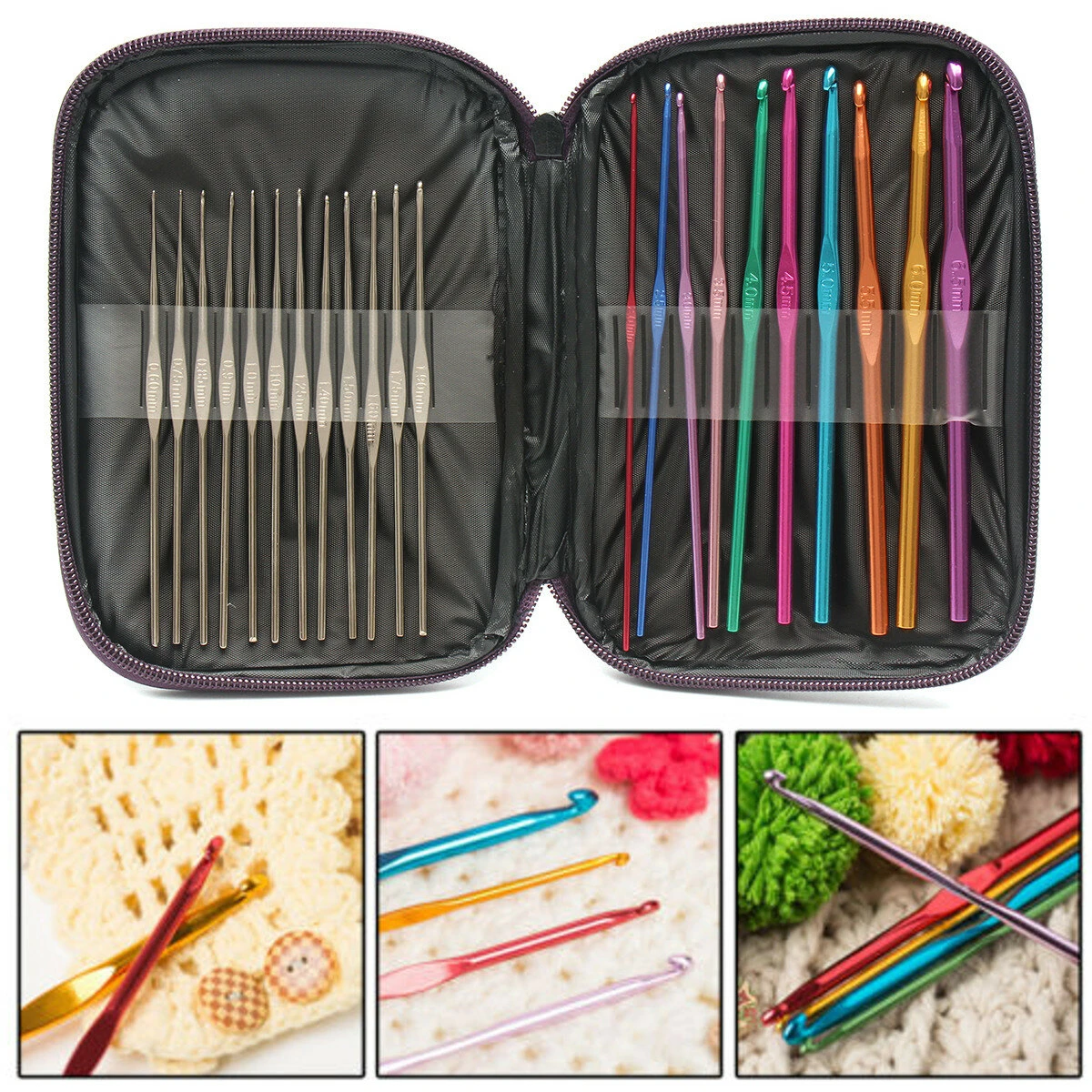 Crochet Hooks Kit 31PCS with Gauge, Steel Hooks & Yarn Needles | Tools Set - Image 3