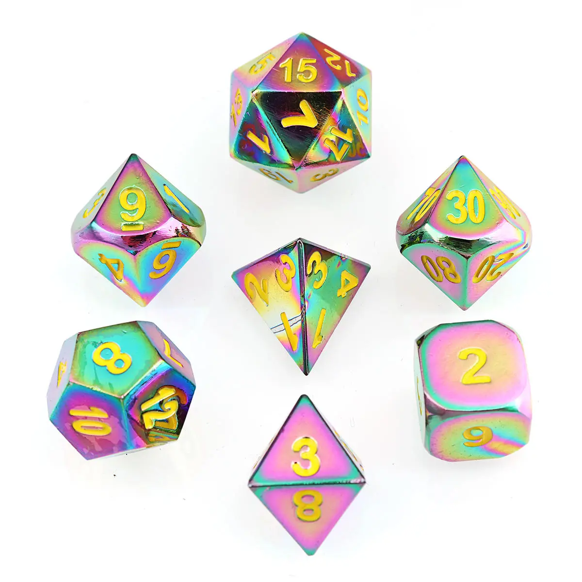 7Pcs Embossed Metal DND Dice Set - Polyhedral RPG Dice for MTG with Bag - Image 3