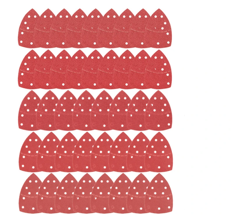 3M 40pcs Triangle Sandpaper Pads Set - 152x105mm 11 Hole - 40/60/80/120/180 Grit for Polishing - Image 3