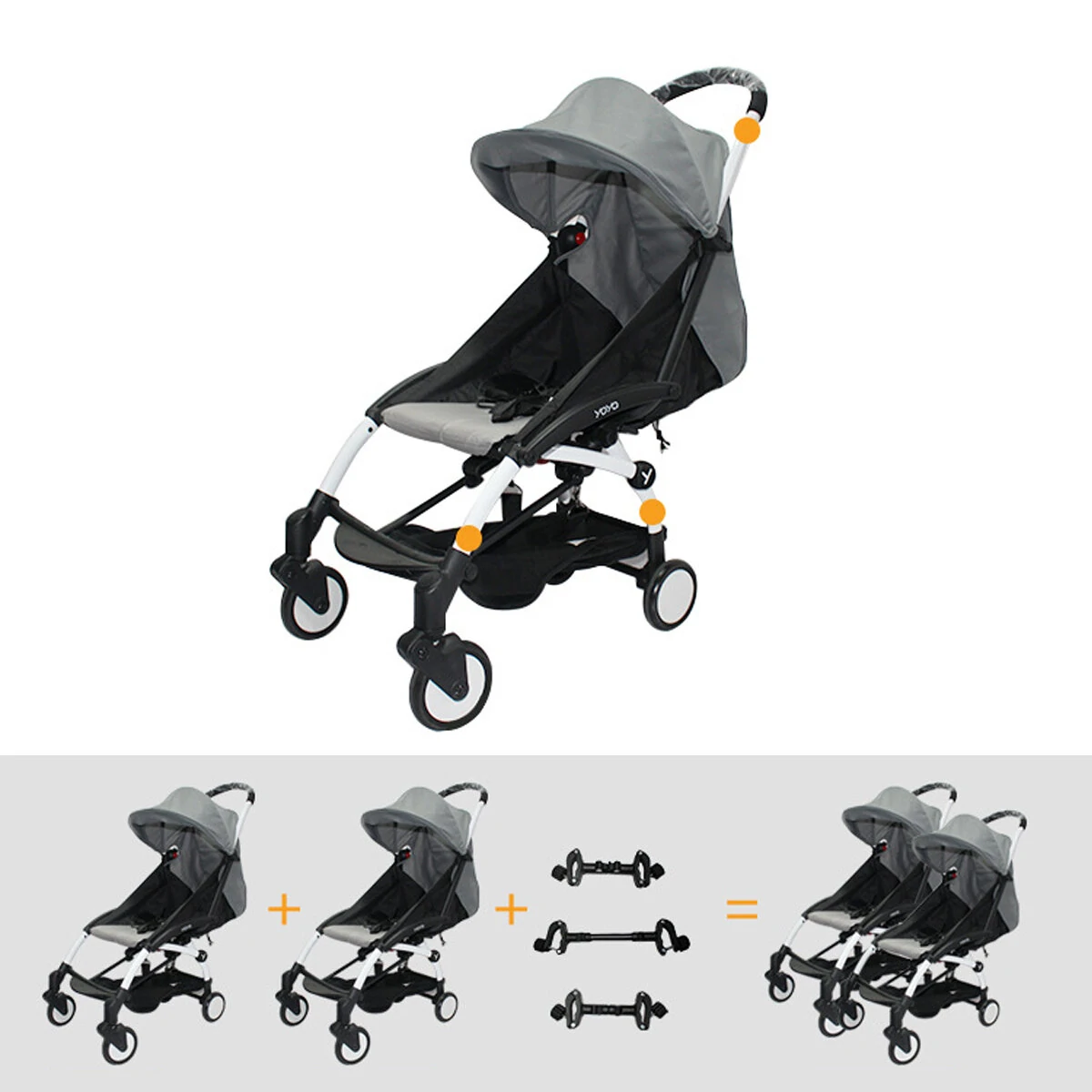 Babyzen YOYO Stroller Connector Kit - 3Pcs Twin Pram Coupler Set - Image 2